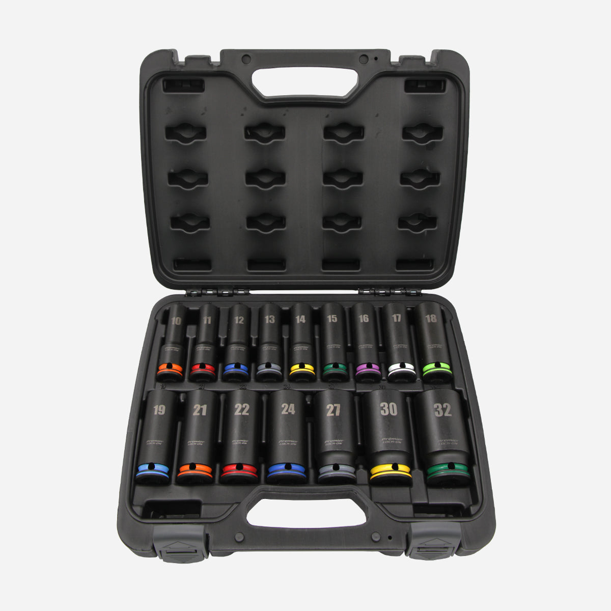 GRIP-ON Anti-Slip Impact Socket Set 1/2" Dr. 16pcs Color Coded