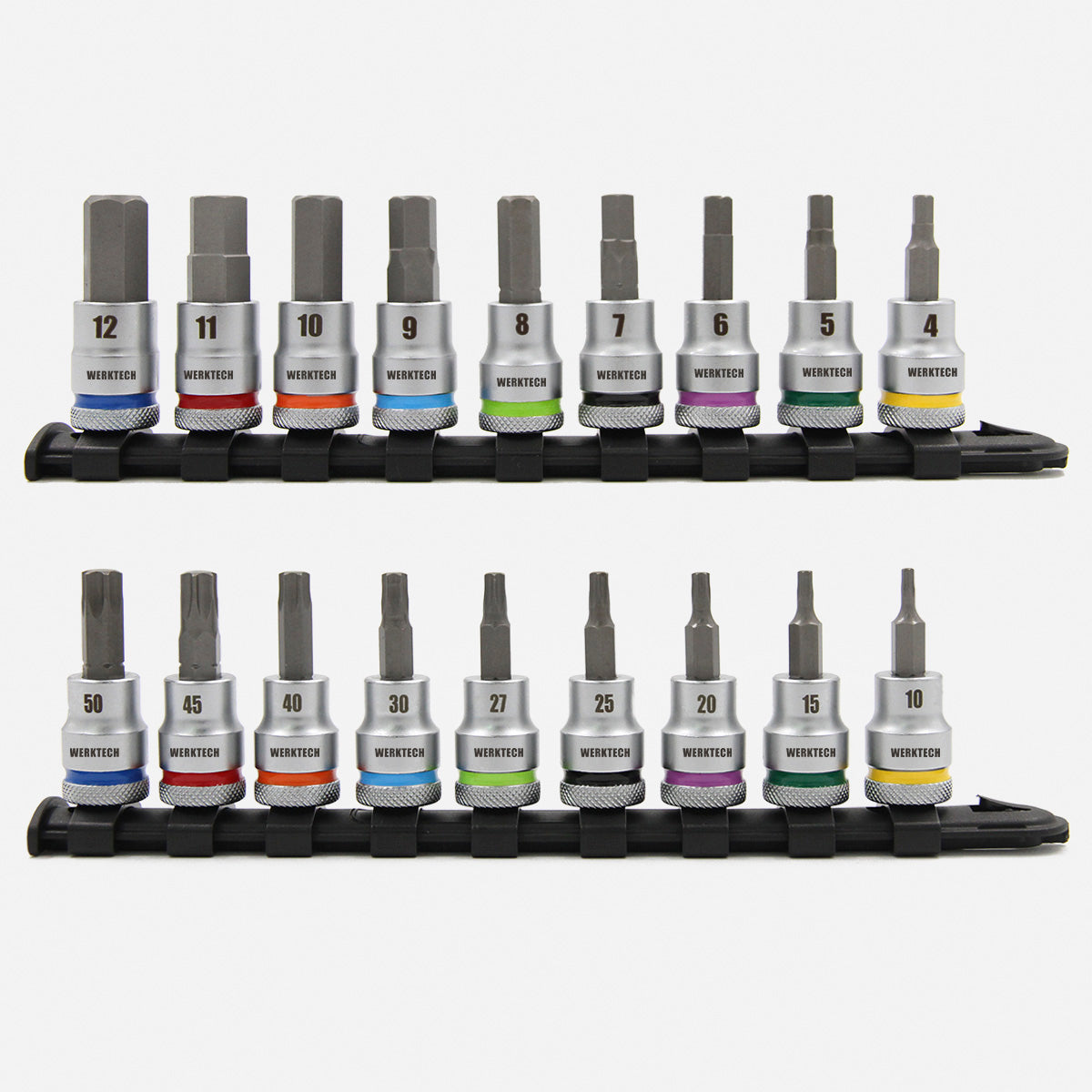 Hex & Torx Socket Bit Set 3/8" Drive, 18pc, Color Coded