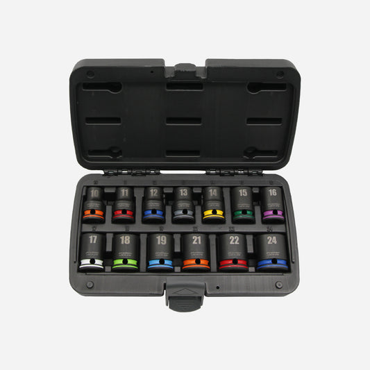 GRIP-ON Anti-Slip Impact Socket Set 1/2" Dr. 13pcs Color Coded