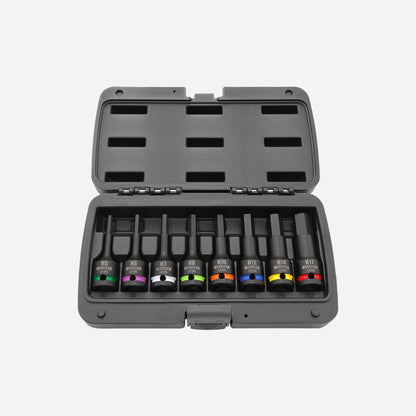 Hex Impact Bit Socket Set 1/2" Dr., 8pc, Color Coded