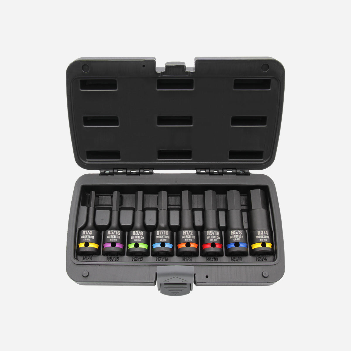 SAE Hex Impact Bit Socket Set 1/2" Drive, 8pc, Color Coded