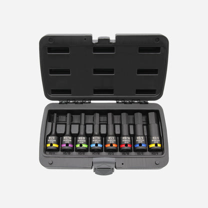 SAE Hex Impact Bit Socket Set 1/2" Dr., 8pc, Color Coded