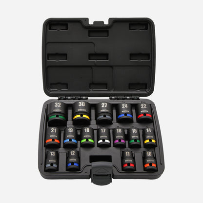Impact Socket Set 1/2" Dr., 16pcs, Color Coded