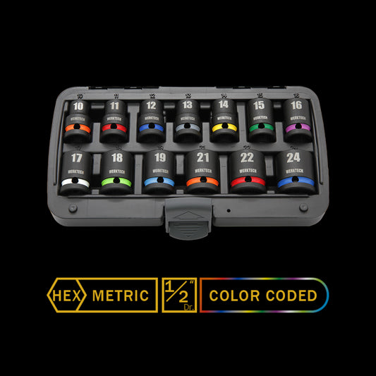 Impact Socket Set 1/2" Dr., 13pcs, Color Coded
