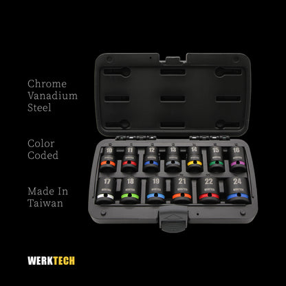 Impact Socket Set 1/2" Dr., 13pcs, Color Coded