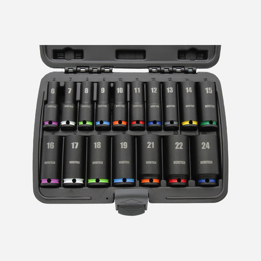 Deep Impact Socket Set 3/8" Dr. 17pcs Color Coded