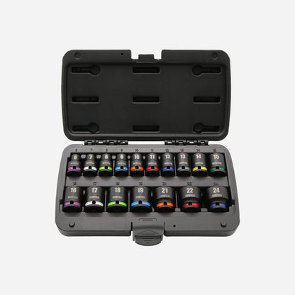 Impact Socket Set 3/8" Dr., 17pcs, Color Coded
