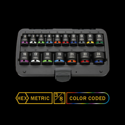 Impact Socket Set 3/8" Dr., 17pcs, Color Coded