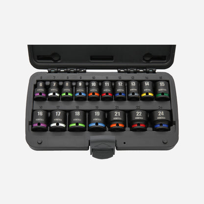 Impact Socket Set 3/8" Dr., 17pcs, Color Coded