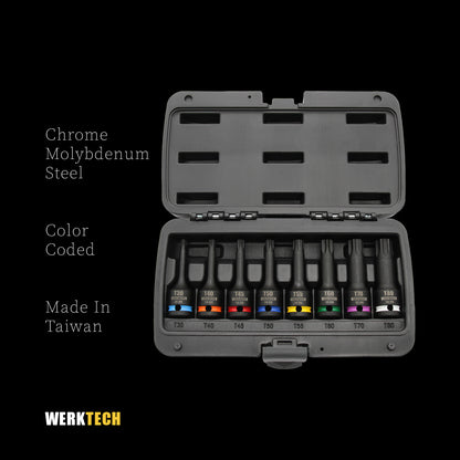 Torx Impact Bit Socket Set 1/2" Dr., 8pc, Color Coded