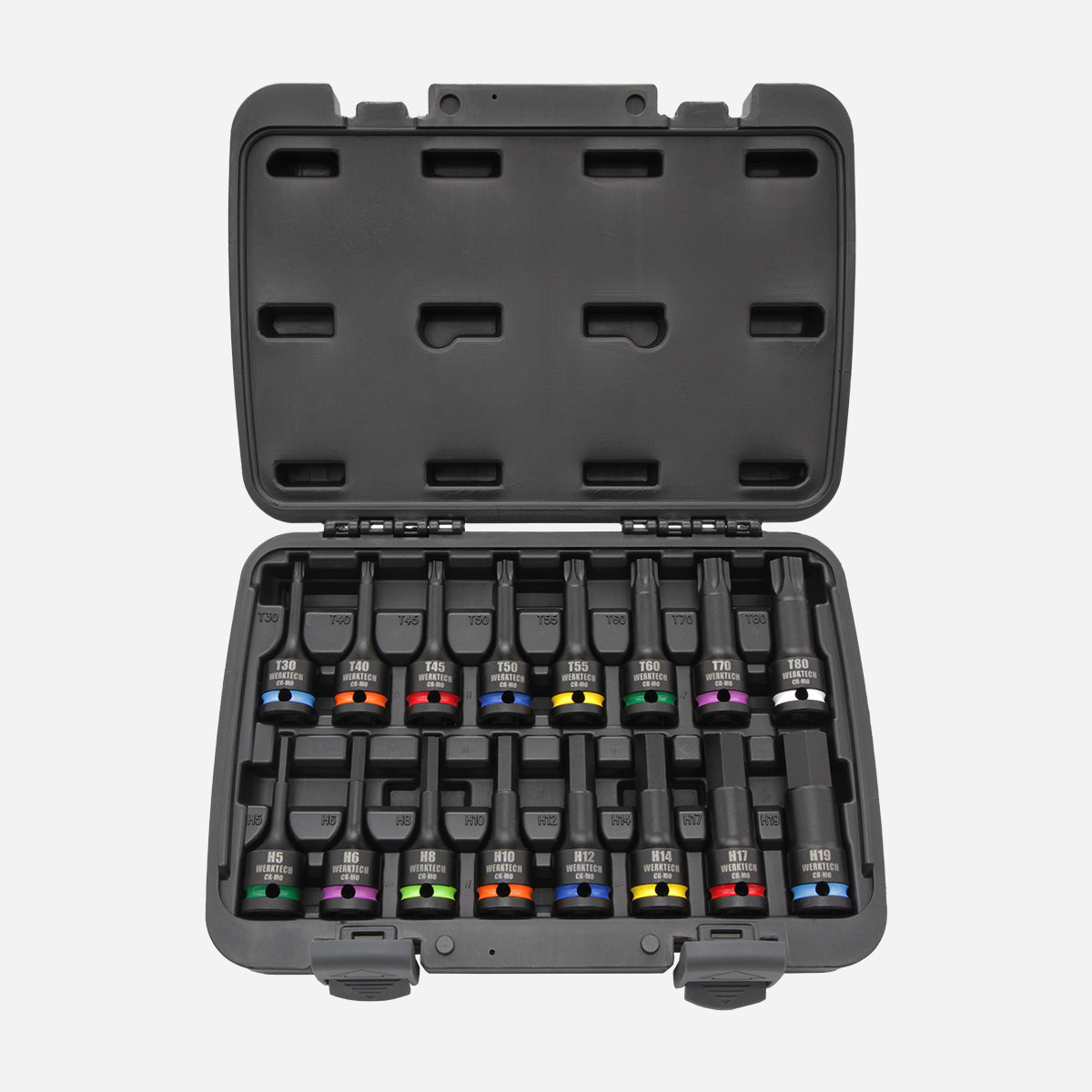 Hex & Torx Impact Bit Socket Set 1/2" Drive, 16pc, Color Coded