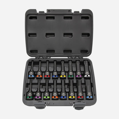 Hex & Torx Impact Bit Socket Set 1/2" Dr., 16pc, Color Coded