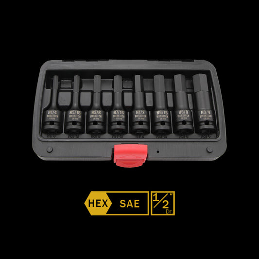 SAE Hex Impact Bit Socket Set 1/2" Dr., 8pc