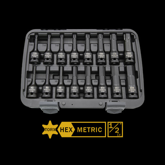 Hex & Torx Impact Bit Socket Set 1/2" Dr., 16pc