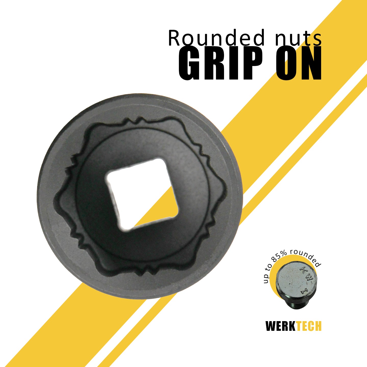 GRIP-ON Anti-Slip Impact Socket Set, Standard and Deep, 1/2" Dr., 34pcs, Color Coded